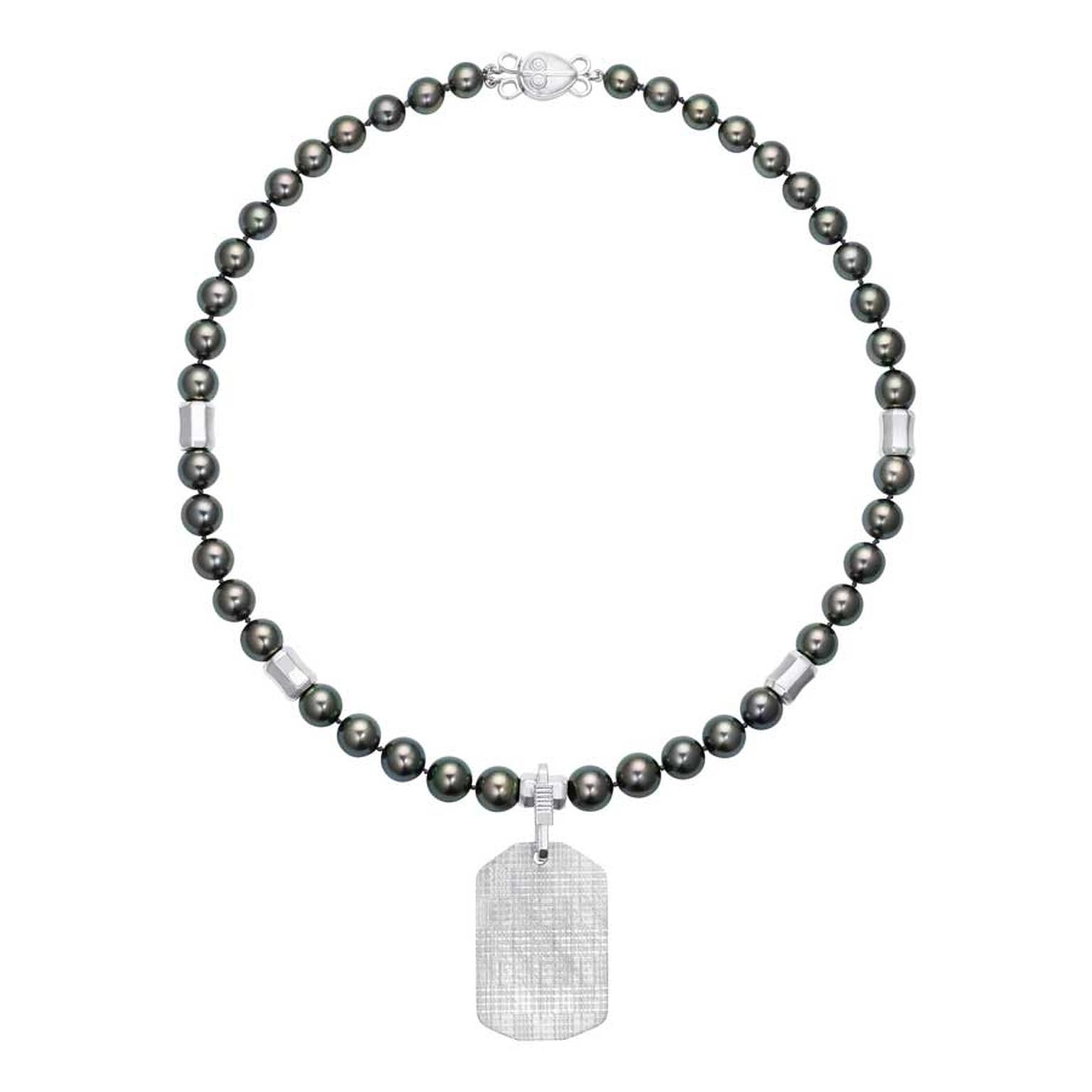 Boateng x Hirsh Kente Tahitian Black Pearl Necklace