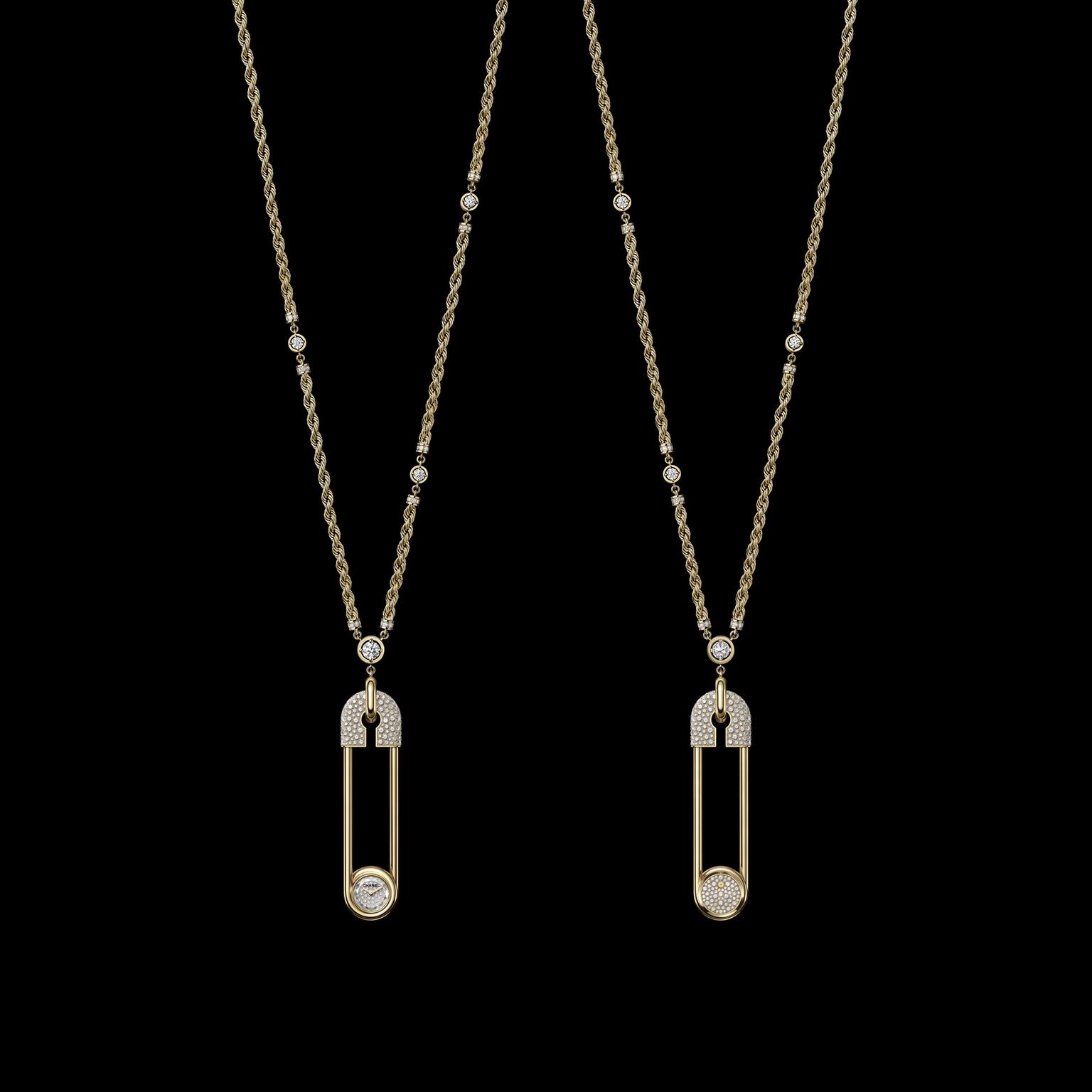 Safety Pin Long necklace watch by Chanel