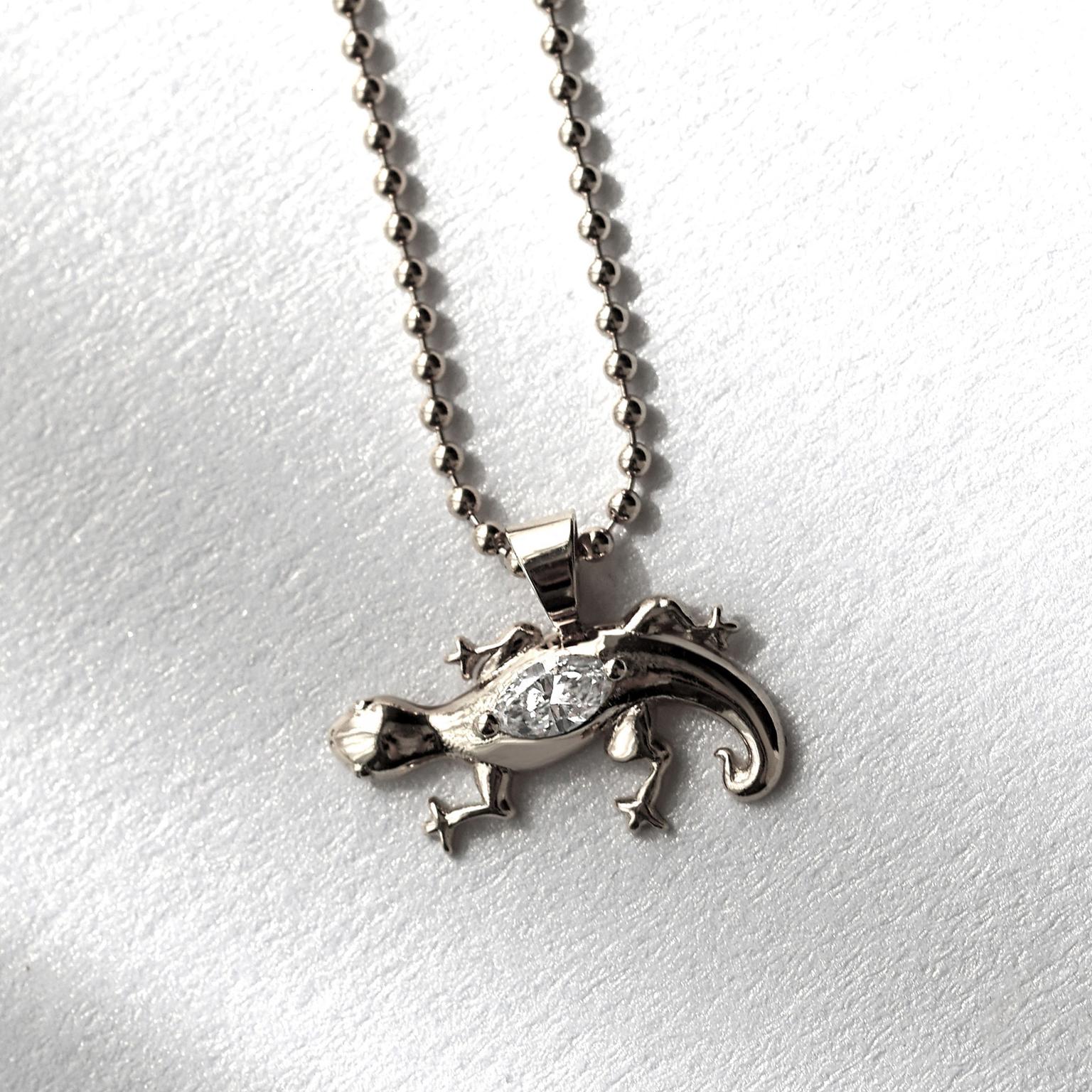 Salamander pendant necklace by Lena Cohen